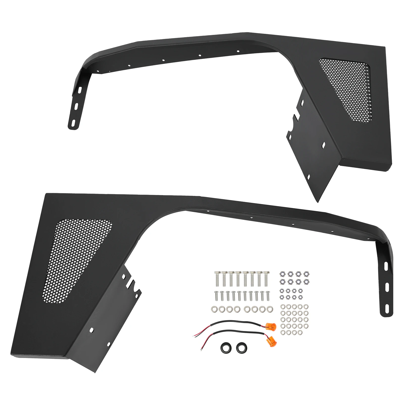 For Jeep Wrangler TJ 1997-2006 Front Fender Flares Guard Steel +LED Eagle Light
