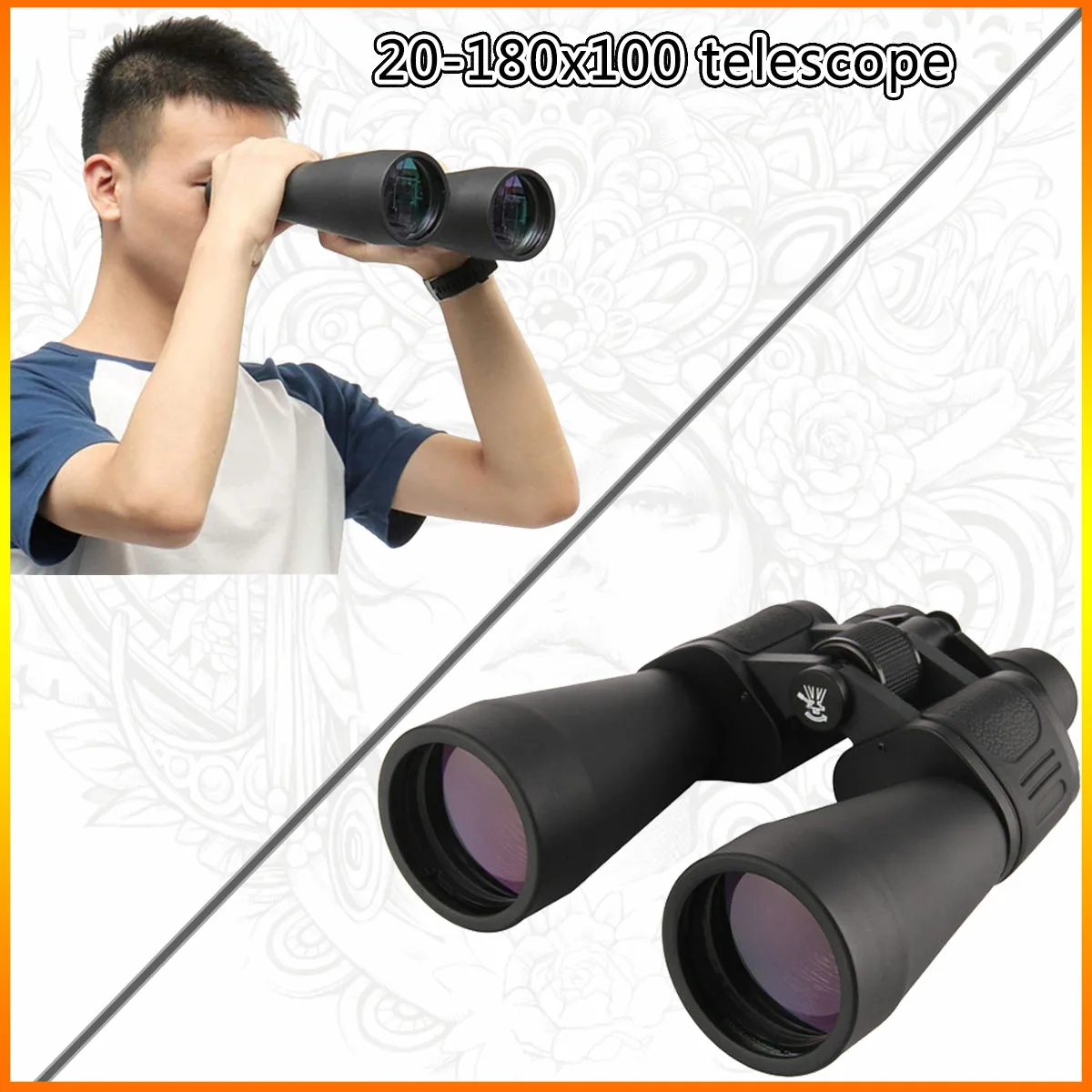 FANDAO High Power Binoculars with 20-180x100 Zoom Powerful Long Zoom Telescope for Camping Hiking Hunting 9-27 Times HD