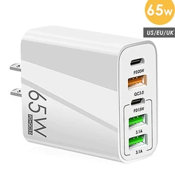 65W USB C Charger GaN Fast Charging Charger PD Quick Charge QC3.0 Wall Adapter For iPhone 16 Xiaomi POCO Samsung Huawei Oneplus