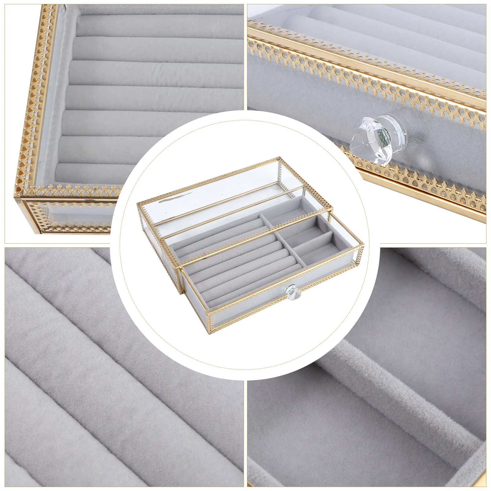 

1Set Multipurpose Jewelry Storage Box Drawer Type Neat Desktop Organizer for Earrings Necklaces Chains Home Use Jewelry