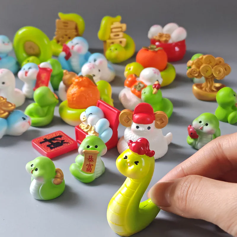 6~16 PCS Christmas New Year Snake Figurine Diy Home Kawaii Room Decor Miniature Fairy Garden Decor Accessories New Year Gift
