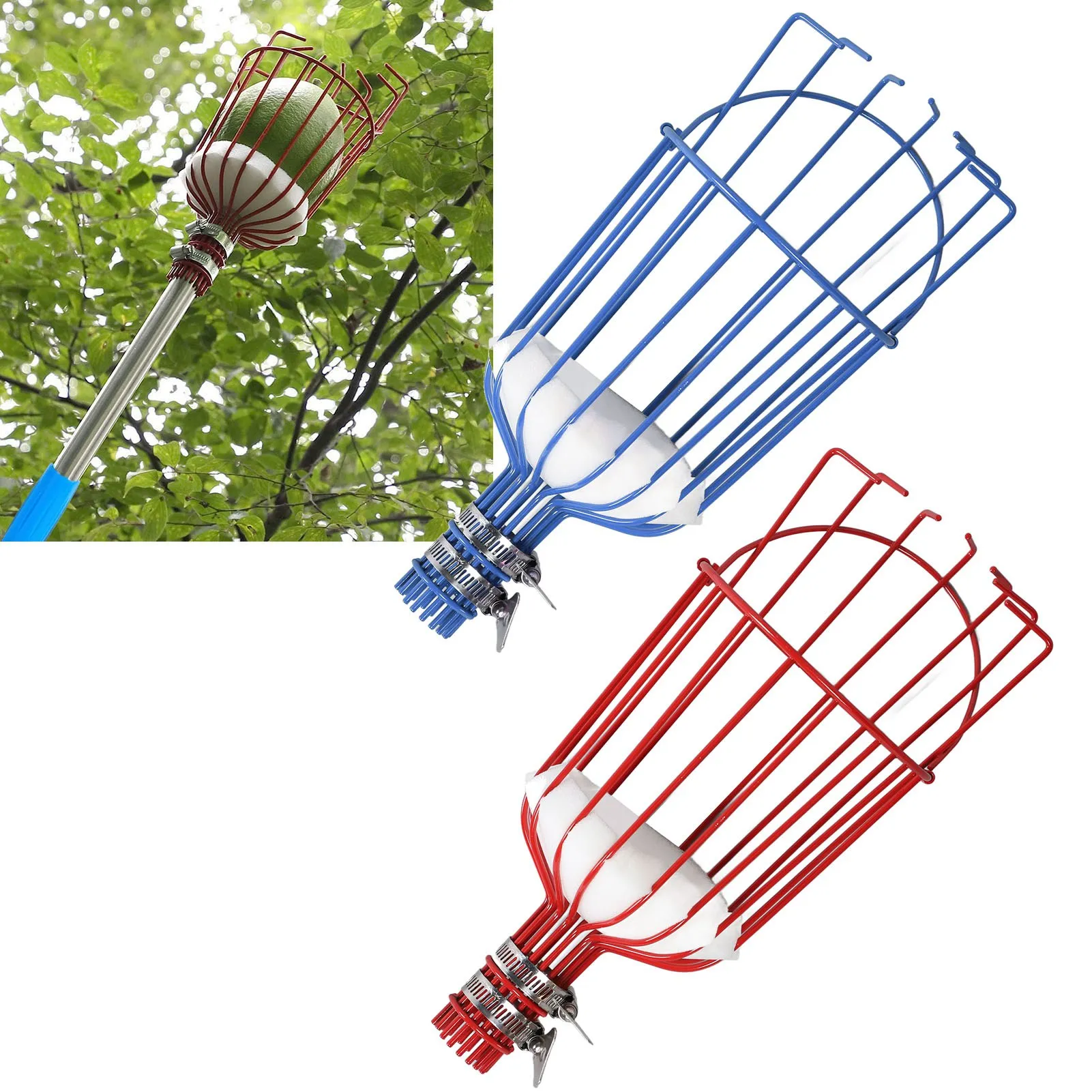 

Fruit Picker Basket Multifunctional Use Fruit Picker Tool Prevent Rust Durability Efficient Detachable for Mangoes for Oranges