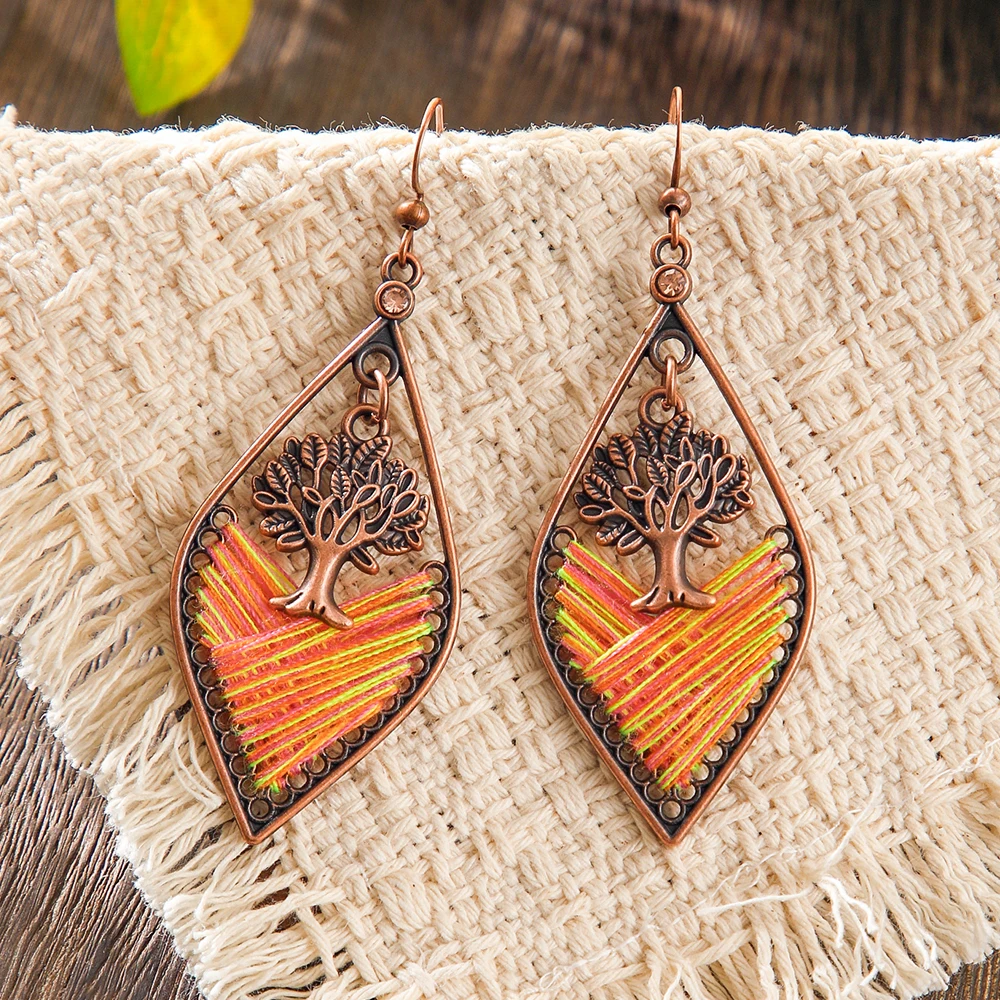 10/4/3 زوج من الأقراط الرجعية الملونة سلكية ملفوفة للنساء بوهو هندسية مطرز استرخى أقراط ارتداء اليومي هدايا الحفلات