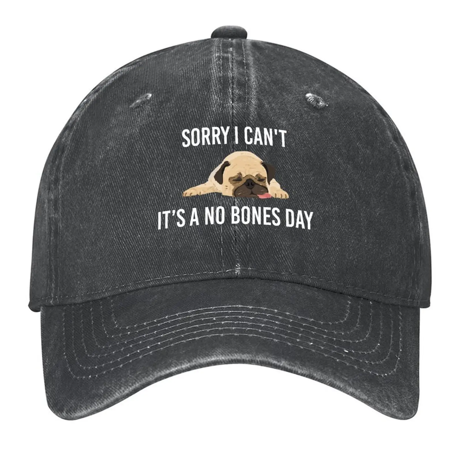 Lo siento, no puedo, es un día de los huesos, gorra de béisbol retro de pug, sombrero de caballo de marca de lujo, gorra de hombre de lujo, sombrero de bola salvaje para hombre y mujer