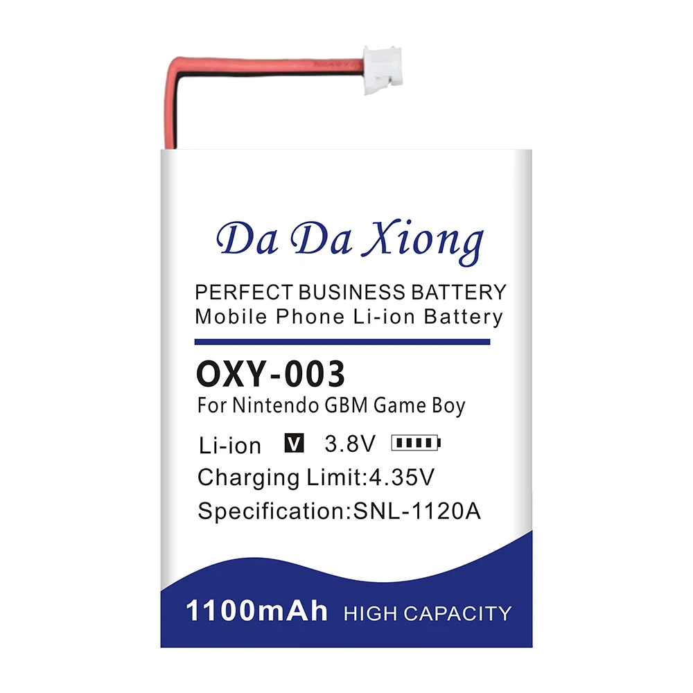 DaDaXiong OXY-003 3.8V 1100mAh Rechargeable Lithium-ion Battery Kit Pack for Nintendo GBM Game Boy Micro Batteries