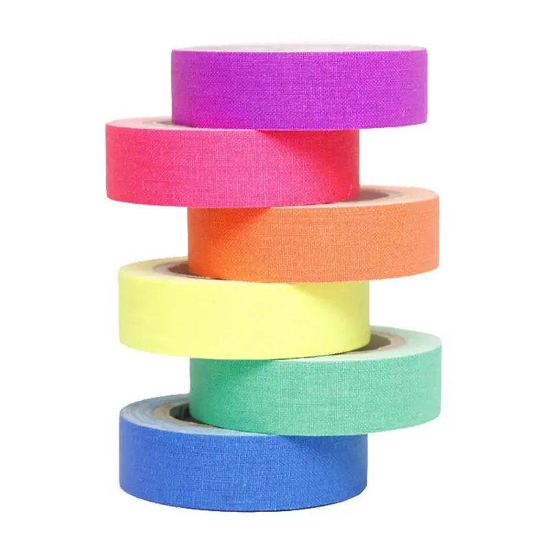 DT19-24X UV Glow Cotton Tapes Neon Party Tape Safety Warning Neon Tape UV Tape Stage Props Wedding Home