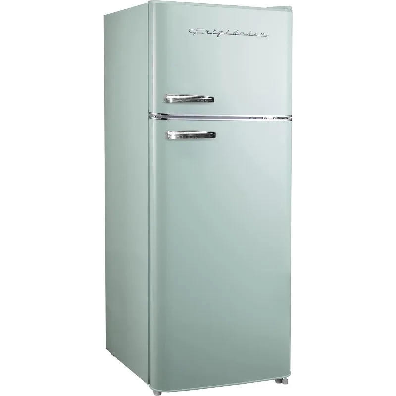 2 Door Apartment Size Refrigerator with Freezer, Retro Chrome Handle, cu ft, Platinum Series, Stainless Steel, 7.5, Silver