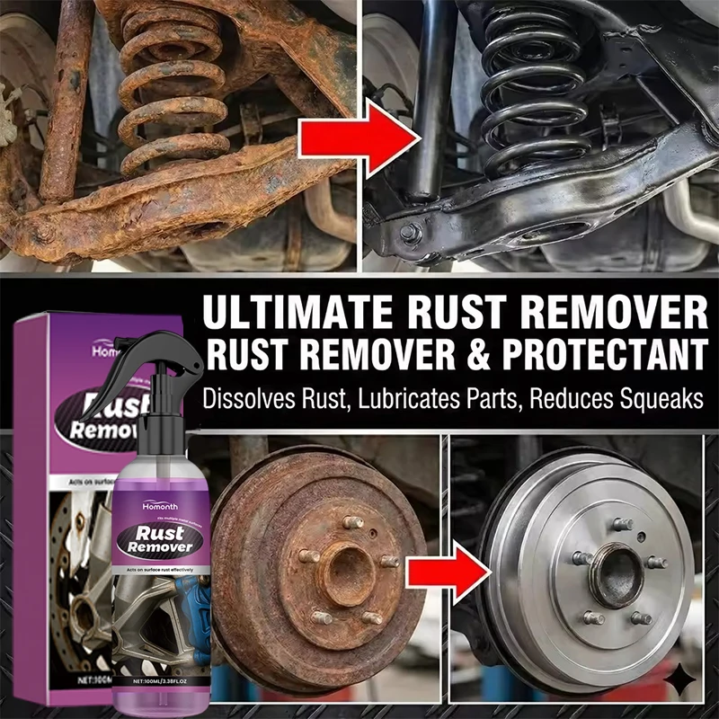 Car Rust Remover Spray, Quick Cleaner for Wheels & Exhaust Pipes, Remove Rust, Iron Powder and Stubborn Stains on Metal Surfaces