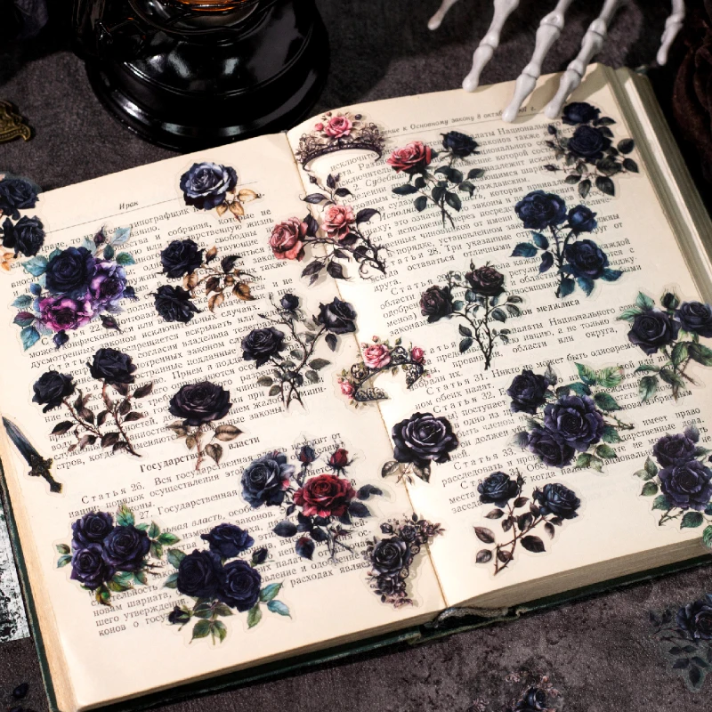 30 قطعة من ملصقات سلسلة Nightfall العتيقة ذات الطراز الداكن، ملصقات عصا مزخرفة، ألبوم يوميات مصنوع يدويًا، مادة سكرابوكينغ #1