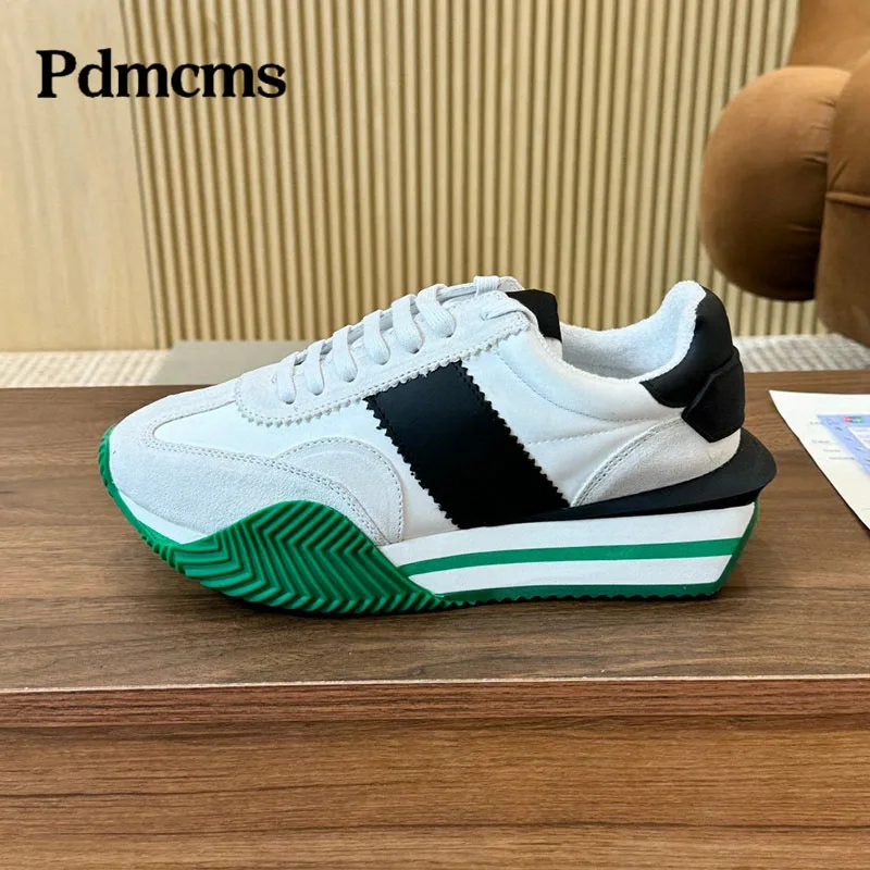 Designer sapatos de plataforma plana tênis feminino sola grossa rendas até sapatos casuais outono camurça couro férias amantes sapatos para mulher