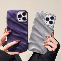 Luxury 3D Silk Wavy Pattern Phone Case For iPhone 14 Pro Max 13 17 11 16 12 15 Pro Max Air XR XS X 7 8 Plus SE Solid Color Cover