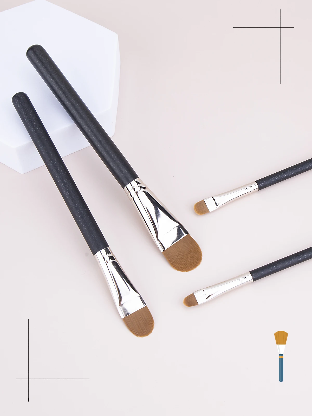 1/4 Stück flacher, runder, ultradünner Foundation-Concealer-Make-up-Pinsel, Kontur-Flüssigcreme-Concealer-Make-up-Werkzeug für Anfänger – Detail 9