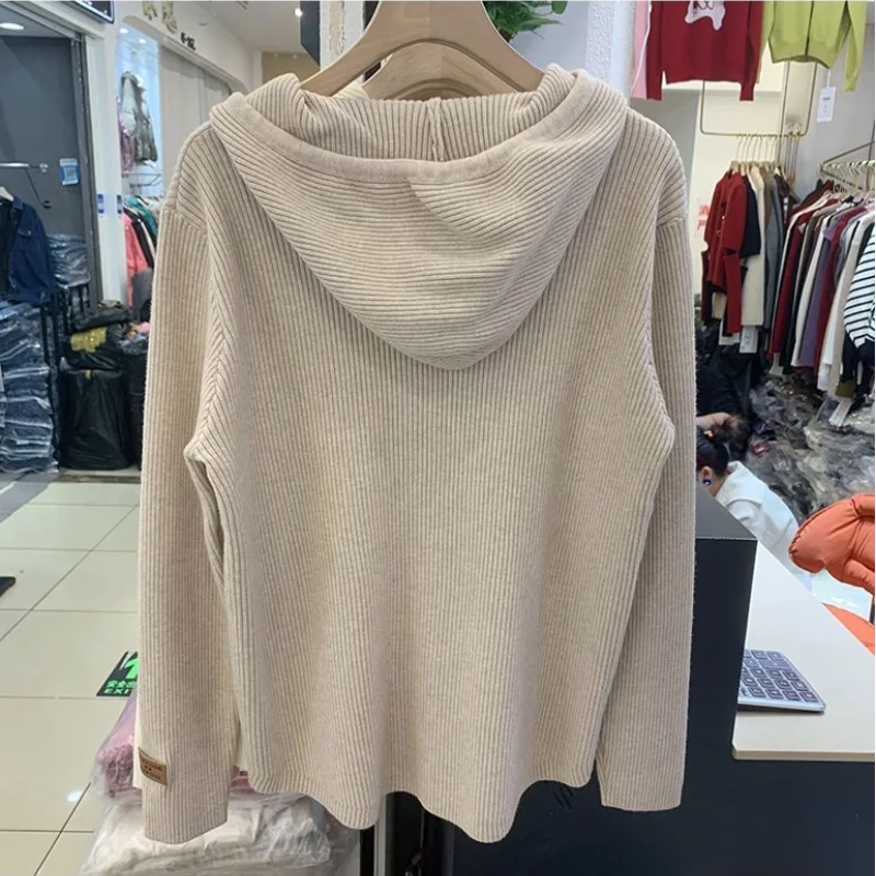 Korean Fashion Autumn Winter New Sweater Hoodies Women Solid Drawstring Zipper Long Sleeve Loose Casual Versatile Sweatshirts