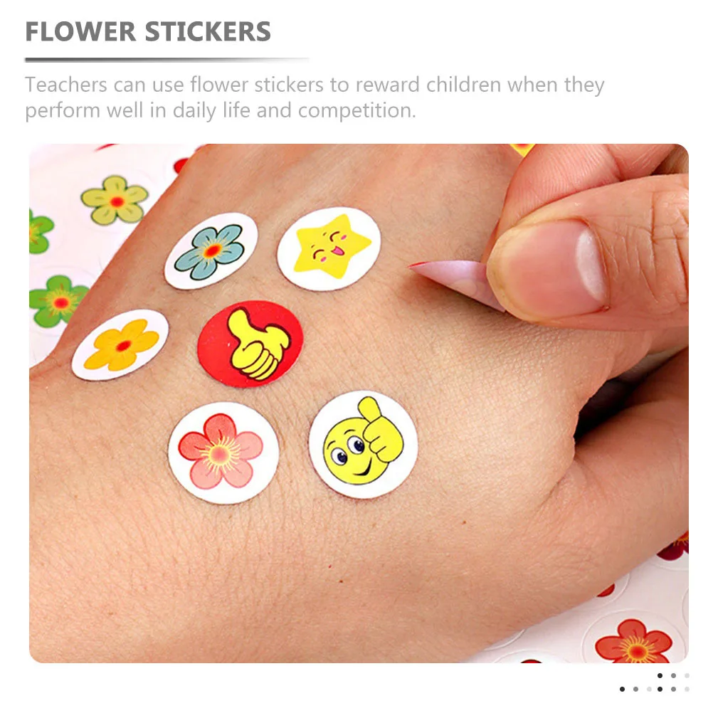 50 Sheets Flower Stickers Adorable Teacher Reward Sticker Multi-Function Kids Scrapbook Kindergarten Small Decorative Stickers