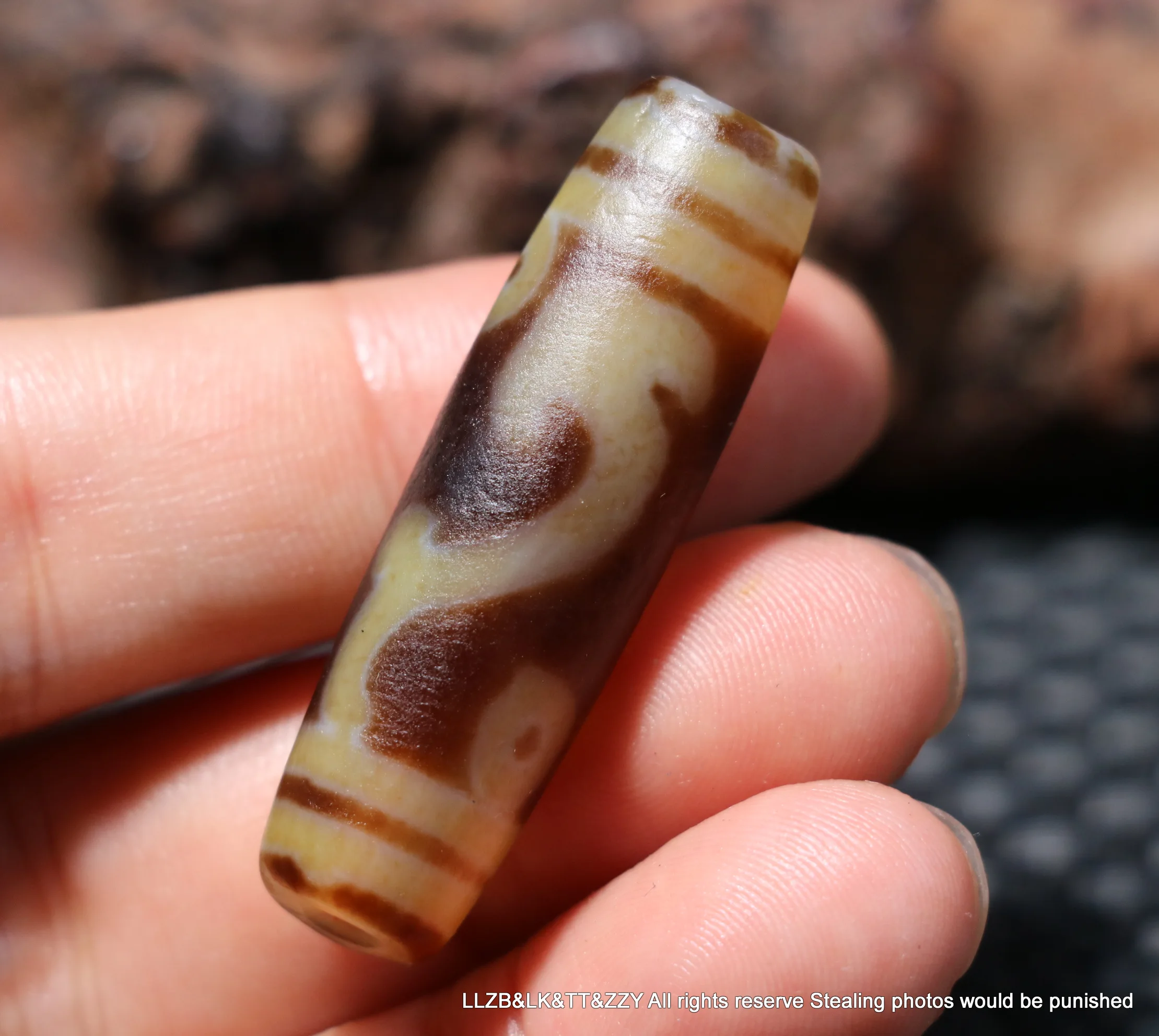 Unique Style Magic Power Energy Tibetan Old Agate 4 Eye Ruyi As You Wish dZi Bead Amulet Pendant Talisman UPD220907A25