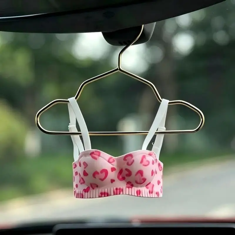 Cute Mini Bra Hanger Car Rearview Mirror Pendant Fun Car Interior Decor Creative Underwear Hanging Ornament For Auto Decor Gift