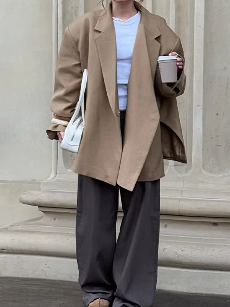 

Женская серая куртка с рукавами из лисьего меха на шнуровке, элегантное шерстяное пальто средней длины с v-образным вырезом, осень 202, повседневная модная верхняя одежда для пригородных поездок