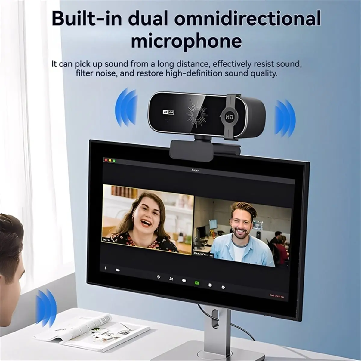 4K Webcam with Remote Control Privacy Cover Webcam Plug & Play for PC Laptop/Desktop Video Calling