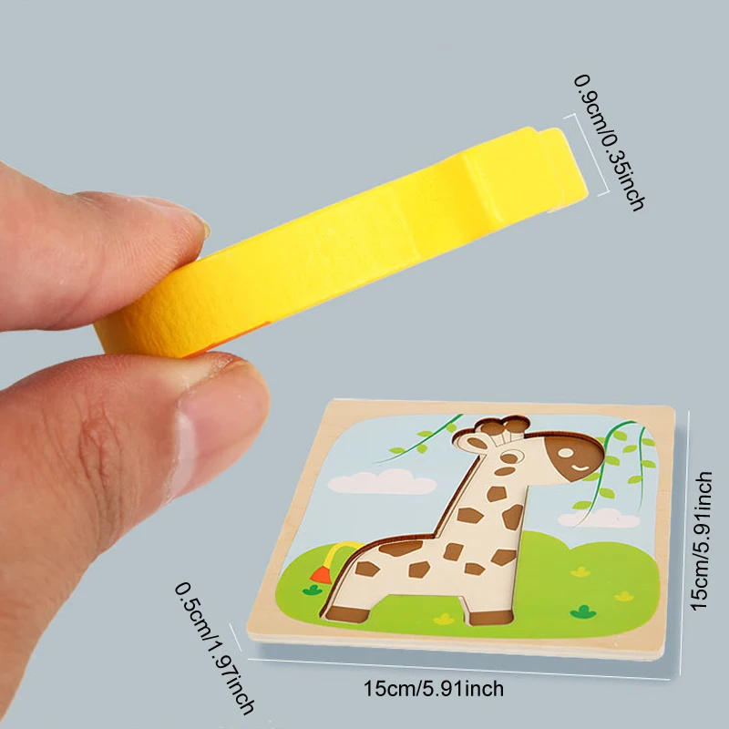 ثلاثية الأبعاد لغز خشبي الكرتون الحيوانات المعرفية بازل قطع لعبة مونتيسوري التعلم المبكر ألعاب تعليمية للأطفال أفضل الهدايا #3