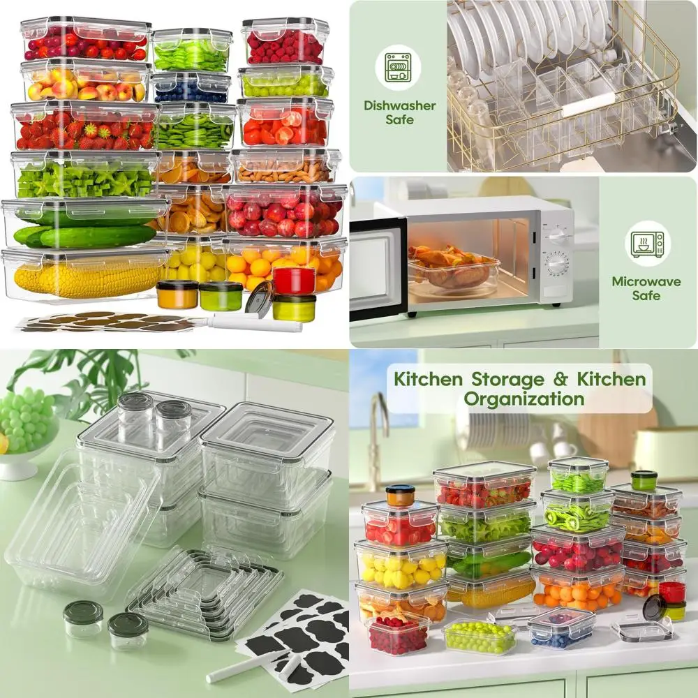 

Герметичный набор для хранения продуктов питания, 44 предмета, не содержащий BPA, с крышками, многоразовые контейнеры для организации кухни и кладовой