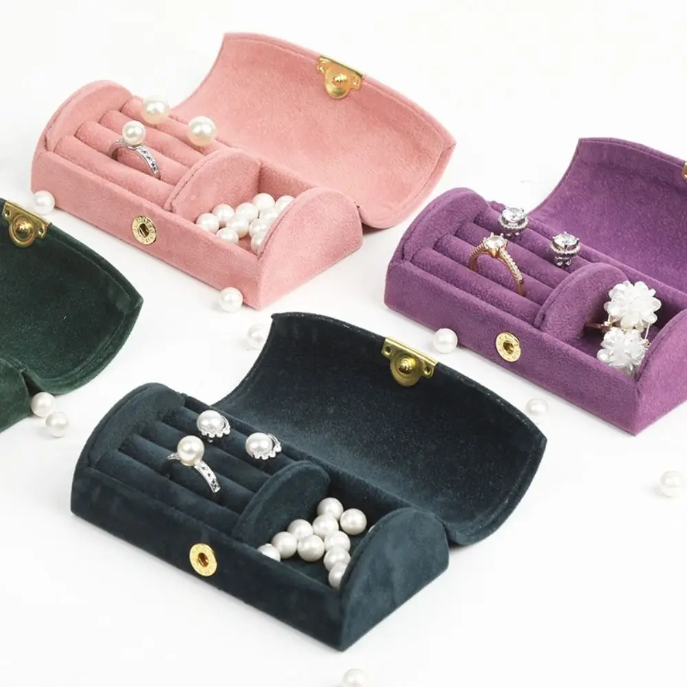 

Simple Solid Color Velvet Finger Ring Box Outdoor Travel Jewelry Case Container Creative Unique Women Jewelry Box