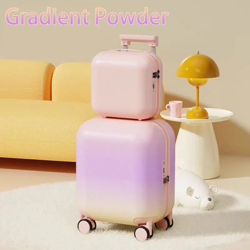 Carry-On Suitcase, ABS Combination Suit Trolley Case, Hidden Mobile Phone Holder, Universal Wheel Password Box，20+14 Inches