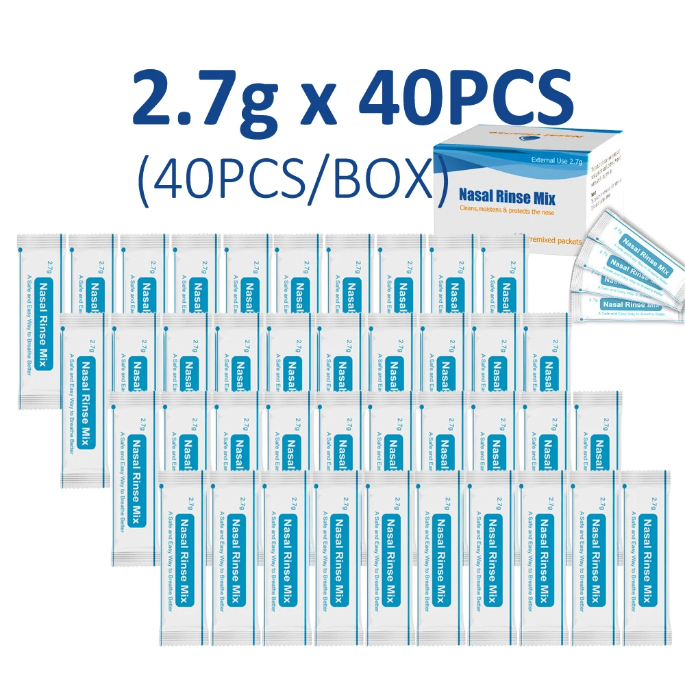 코 클리너 소금 비강 세척 소금 팩, 2.7g, 알레르기 완화 세척 린스 혼합 액세서리, 관개 시누사이트 네티 냄비 병