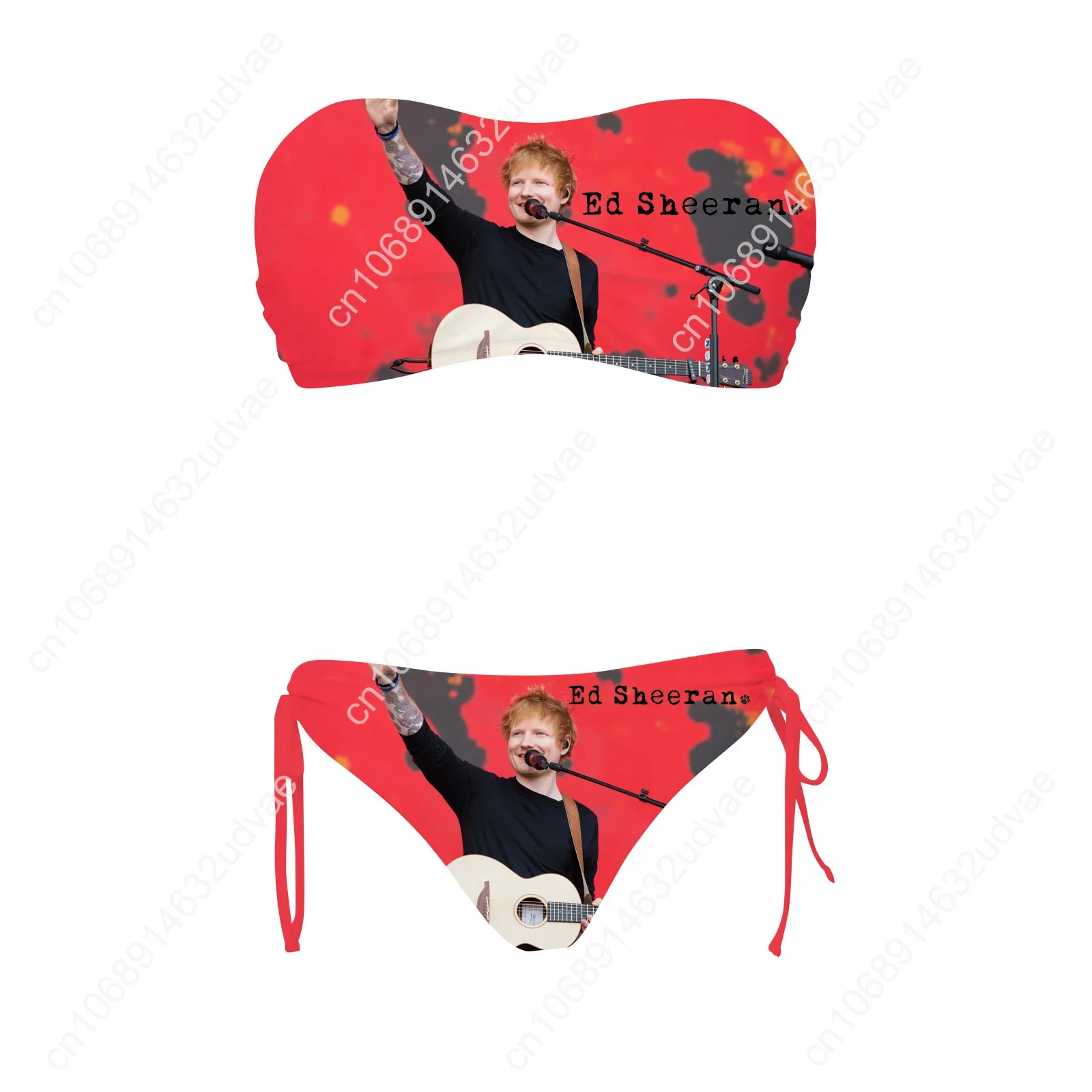 ملابس سباحة نسائية من Ed Sheeran مكونة من قطعتين برباط، ملابس سباحة مخصصة، بيكيني لحفلات حمام السباحة، ملابس شاطئ قابلة للتخصيص