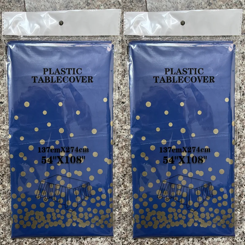 Toalha de mesa descartável de plástico, retângulo, festa, rosa, ponto de ouro, à prova d\'água, para decoração de festa de aniversário de casamento