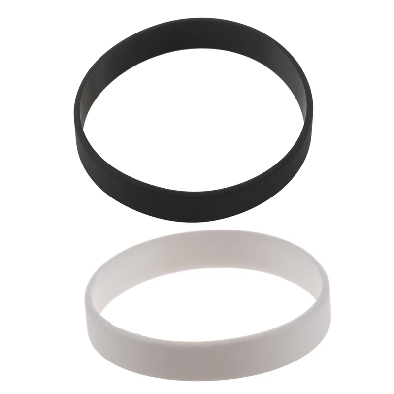 2 Pcs Fashion Silicone Rubber Elasticity Wristband Wrist Band Cuff Bracelet Bangle White & Black