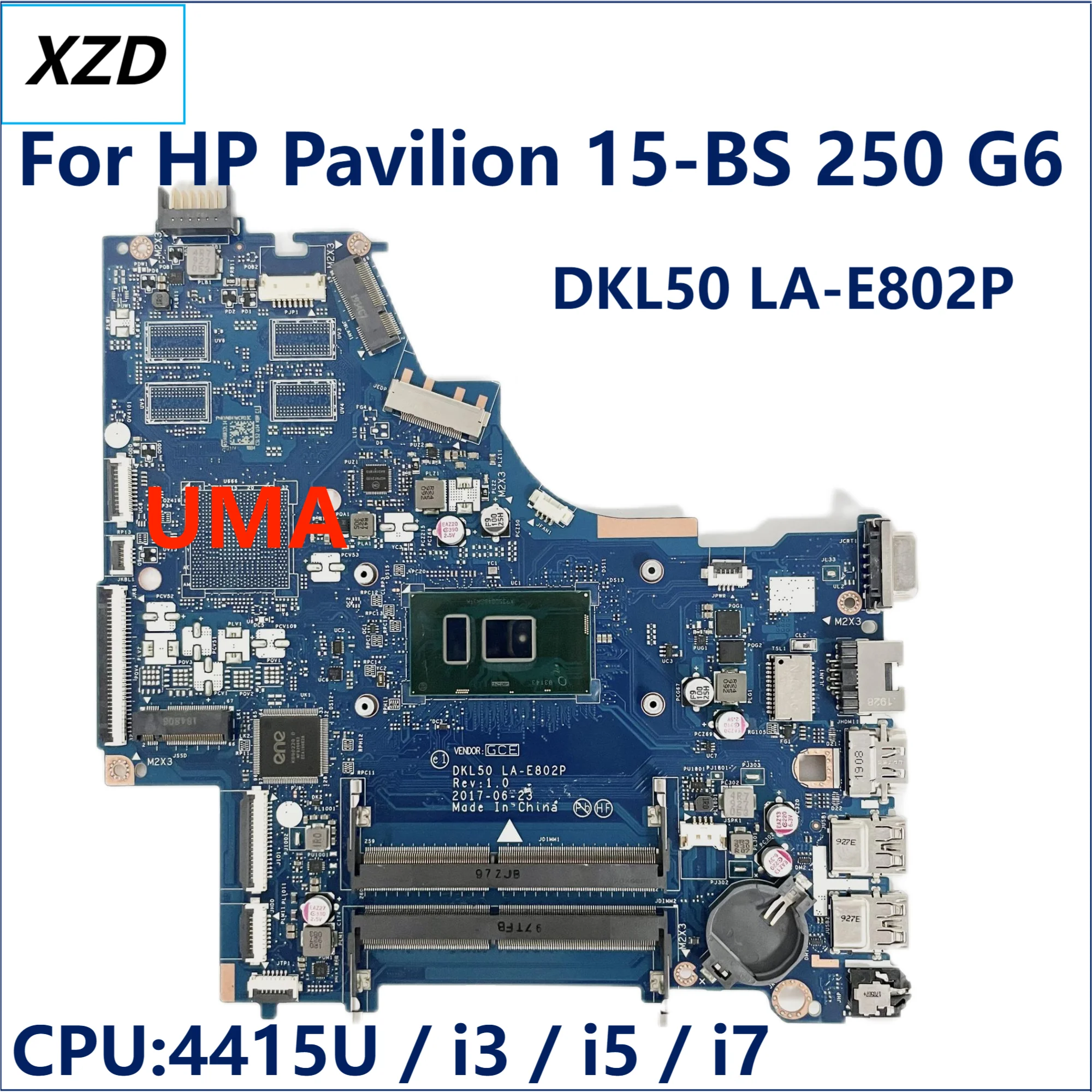 

DKL50 LA-E801P LA-E802P Mainboard For HP Pavilion 15-BS 250 G6 Laptop Motherboard with CPU i3 i5 i7 7th 8th Gen UMA 100% TEST OK