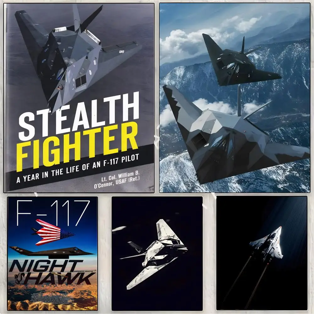 Aircraft Military F117 Nighthawk Painting Calligraphy Canvas Print Wall Mural for Living Room Decor Gifts