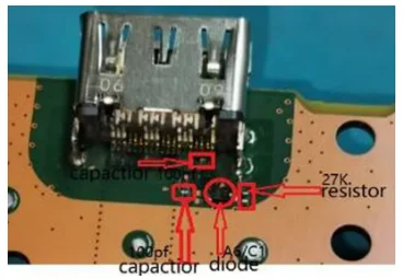 10Sets=40PCS For PlayStation 5 PS5 Near-HDMI Port TOP Front Side 100PF 100NF Capacitor, C1 Diode, 27K Resistor