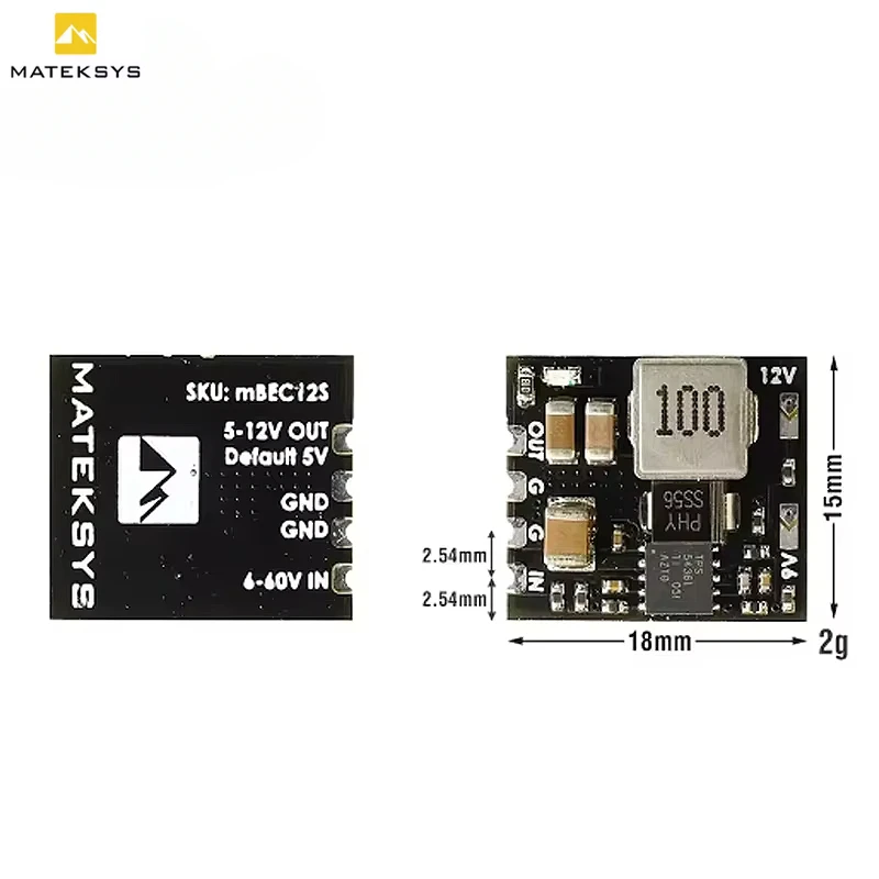 MATEK Mateksys MICRO BEC 6-60V a 5V/9V/12V-ADJ módulo regulador reductor para RC modelo avión helicóptero Dron de carreras con visión en primera persona