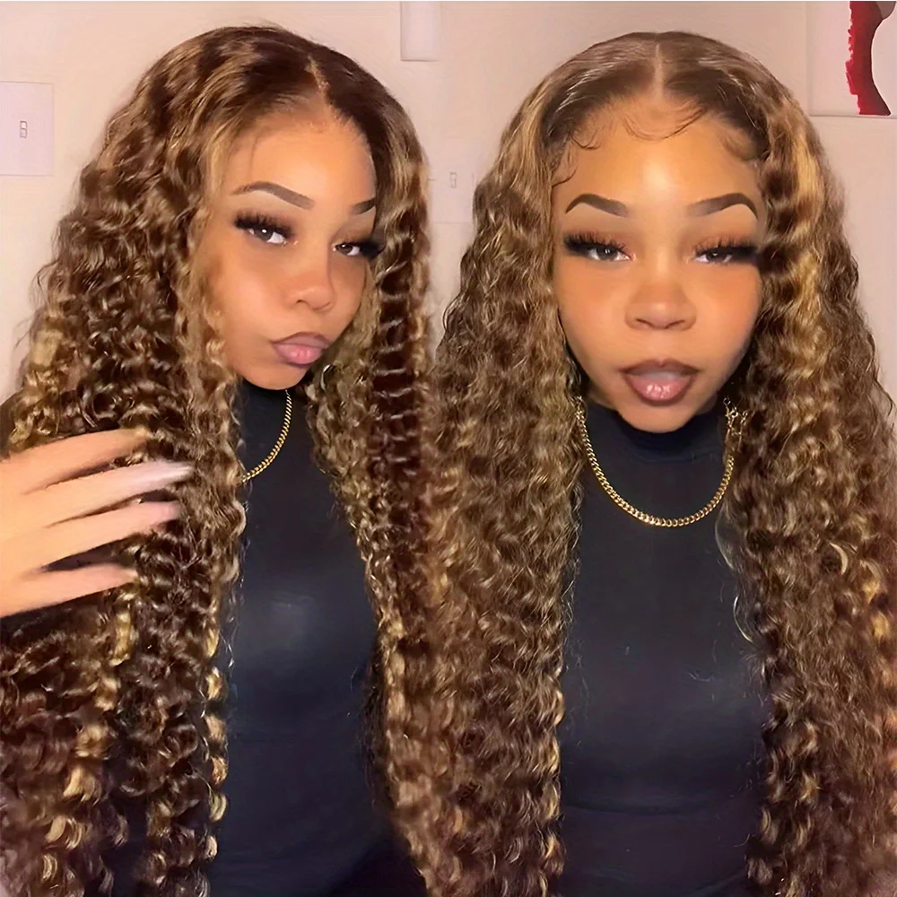 13x4 تسليط الضوء على موجة المياه العسل شقراء 250 الكثافة HD الدانتيل الشفاف الجبهة الباروكات للنساء أومبير الملونة موجة عميقة شعر مستعار P427 الباروكات