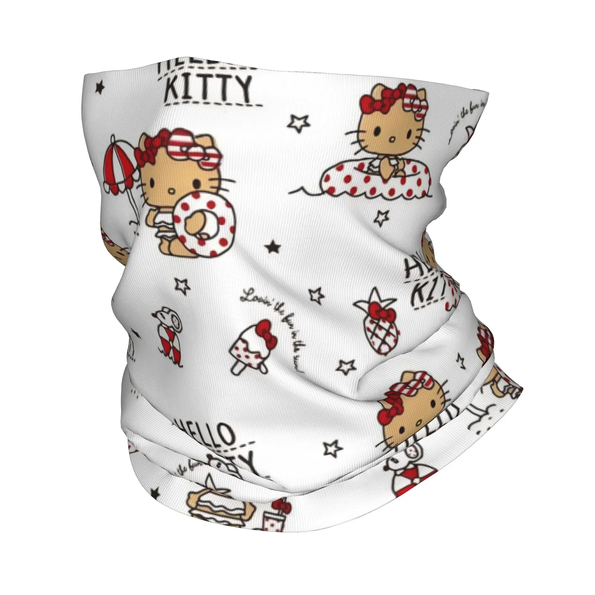 

Милая черная бандана «Hello Kitty», Балаклава с принтом, шарф, повязка на голову, спорт на открытом воздухе для мужчин, женщин, взрослых, дышащая