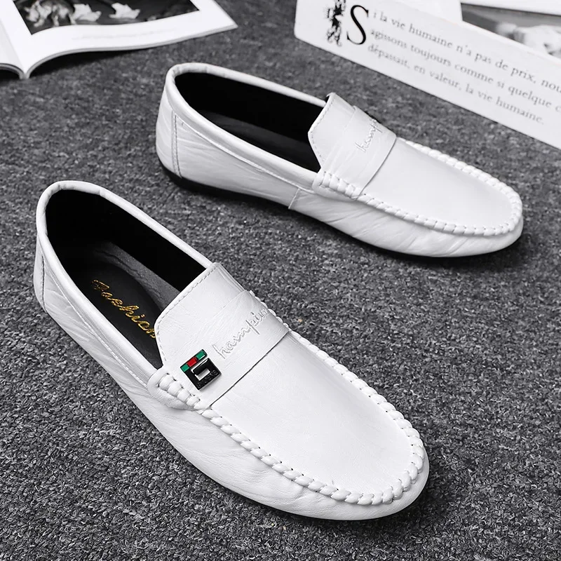 

Men's Formal Shoes White Loafers Pu Casual Shoes Slip on Fashion Casual Shoes Designer Loafers Men 2024 New Zapatos Casuales