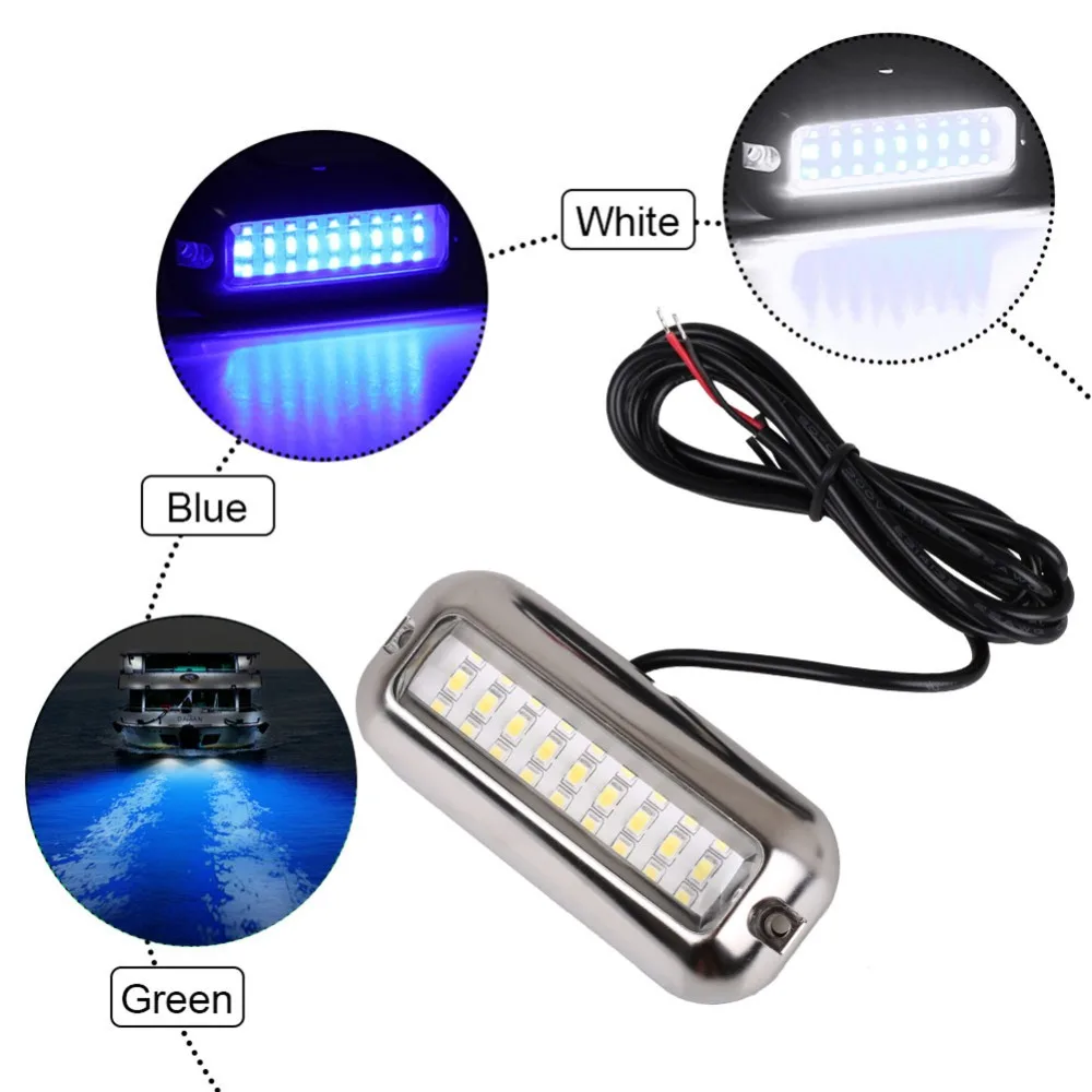 2PCS 27LED Blau/Weiß/Rot Edelstahl Wasserdichte Lichter Unterwasser Ponton Für Marine Boot Heck & Blau licht Segeln Lampe 50W – Detail 4