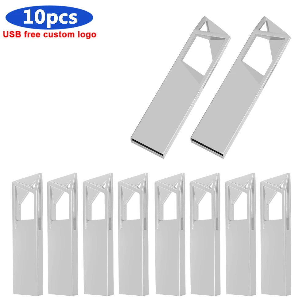 10pcs Waterproof usb 2.0 flash drive pen drive 2GB 4GB 8GB 16GB 32GB 64GB 128GB Metal pendrive Card Memory Stick Drives u disk