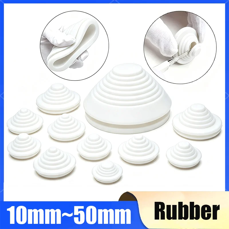 5/10Pcs 10mm~50mm White Rubber Tower Type Protection Coil Snap In Grommet Pad Sealing Cap Hole Plug Wire Guard Ring