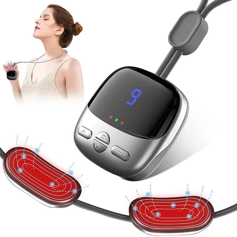 

2024 Mini Portable Hanging Neck Massager With Heat Electric EMS TENS Pulse Hot Compress Smart Cervical Spine Massager Shoulder