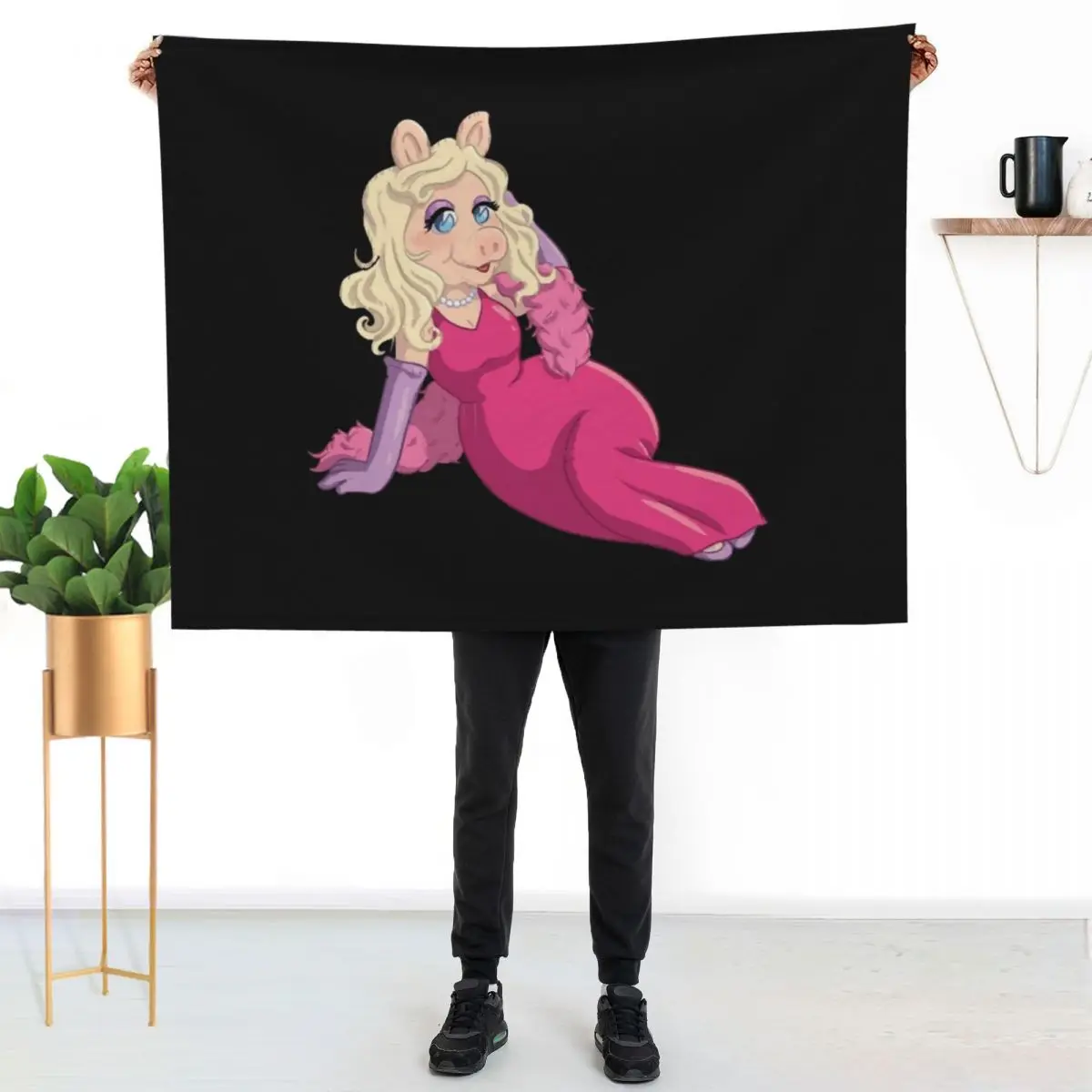 Miss Piggy Copy Throw Blanket Furrys Hair Picnic Travel for winter cosplay anime Blankets