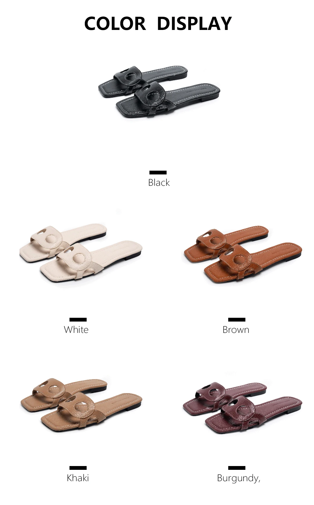 PG Minimalist Square Front Slide Sandals Double Hollow Detail Low Flat Heel Spanish All Match Office Commute Summer Footwear