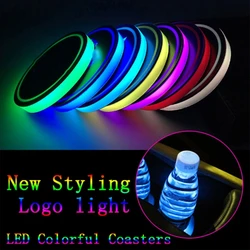 Universal Auto Car LED Cup Holder Water Bottom Mat RGB Light Decor Drink