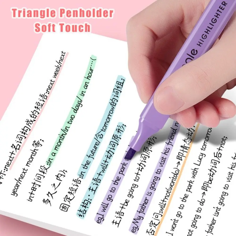 Triangle Penholder Highlighter Pen Morandi/Macaron Color Painting Graffiti Fluorescent Pen Large Capacity Eye Protection