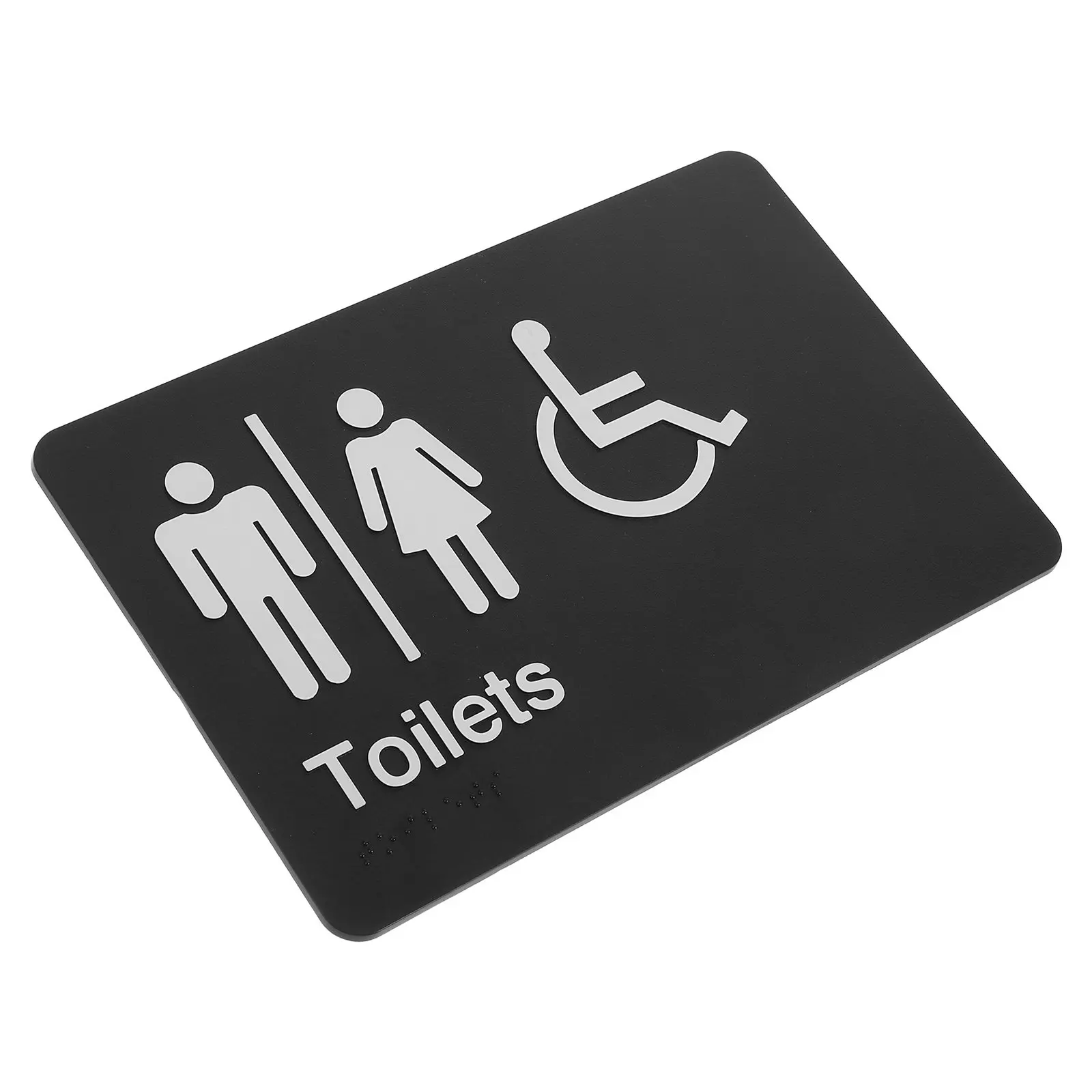 Braille Unisex Restroom Signs Plastic Self-Stick Bathroom Door Plates Office Business Toilet Wall Decor Handicap Accessible
