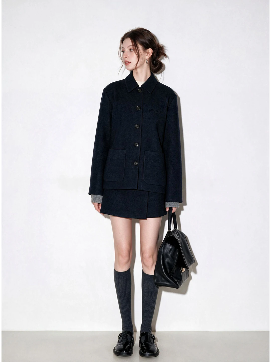 High-End Elegant Women's Two-Piece Suit Set Autumn 2026 Tweed Suit Coat Asymmetrical Skirt Pants Set Casual Fashion Ensemble