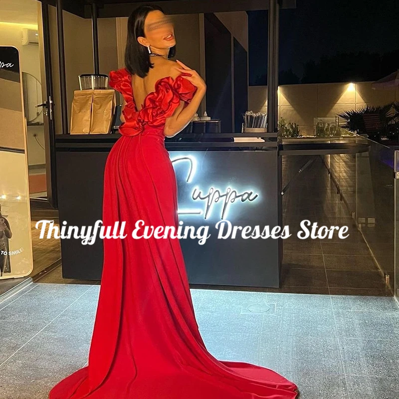 Thinyfull Formal Mermaid Prom Evening Dresses Red Off The Shoulder Night Dress 2024 Saudi Arabia Cocktail Party Gowns Plus Size