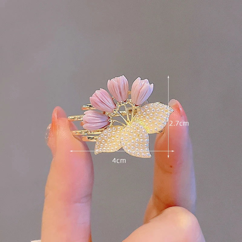 2024 New Fashion Korean Style Alloy Side Barrettes Hair Clips Summer Sweet Cute Bangs Clip Flowers Hair Accessories For Women