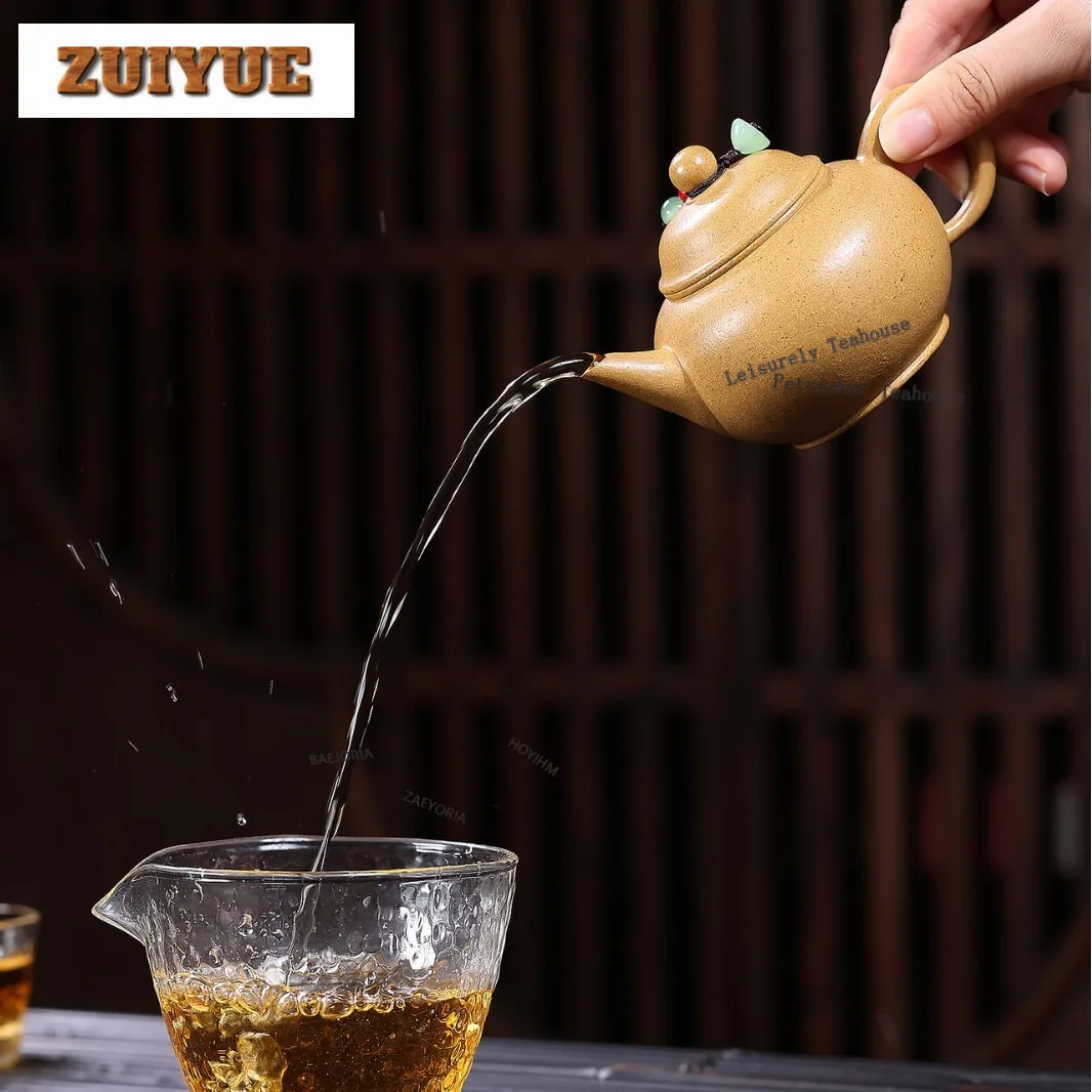 180ml Aesthetic Yixing Purple Clay Teapots Handmade Level Pot Raw Ore Gold Section Mud Kettle Zisha Tea Set Tea Services Craft